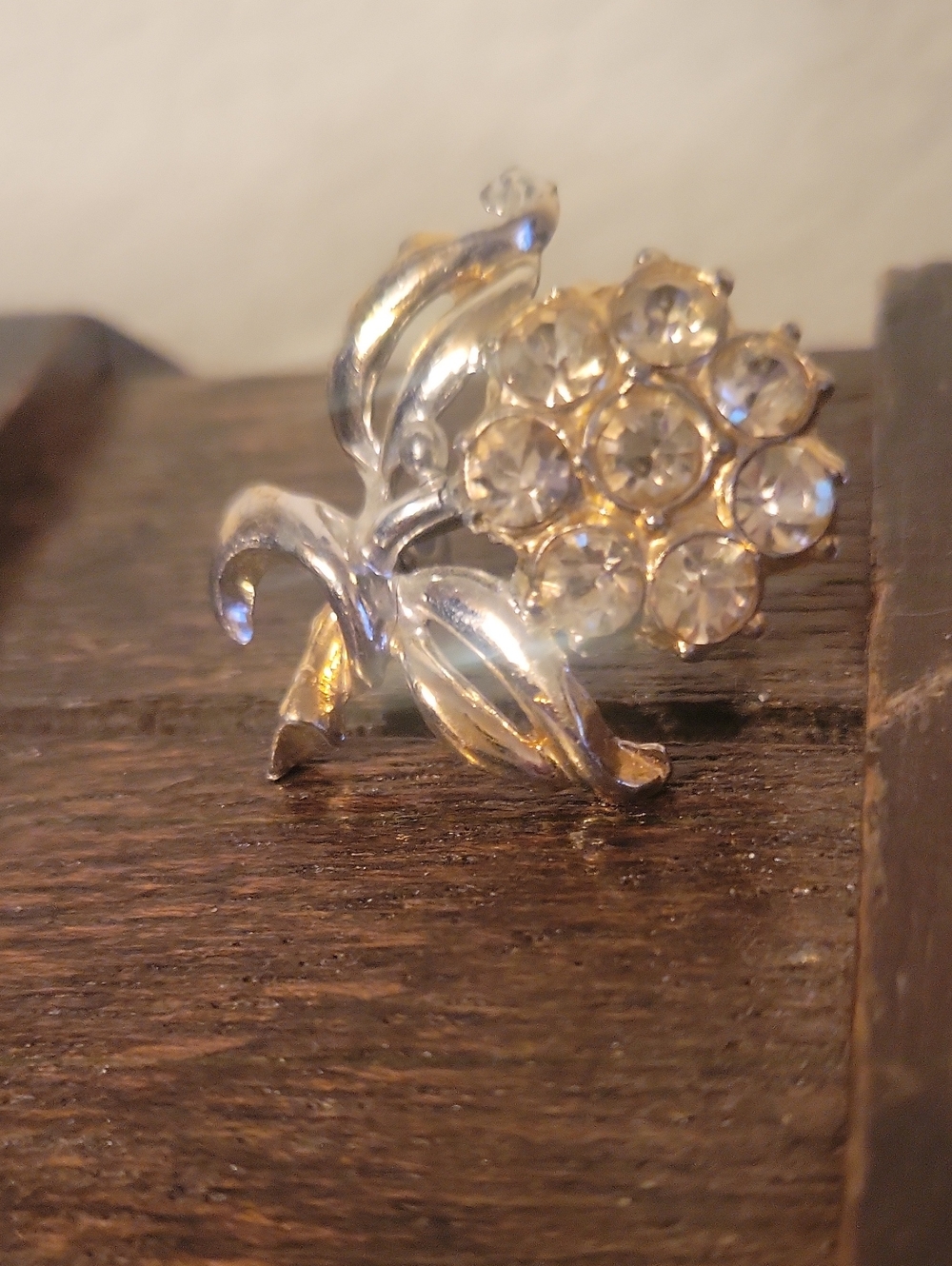 Gold and Silver Crystal Cluster Floral Pin